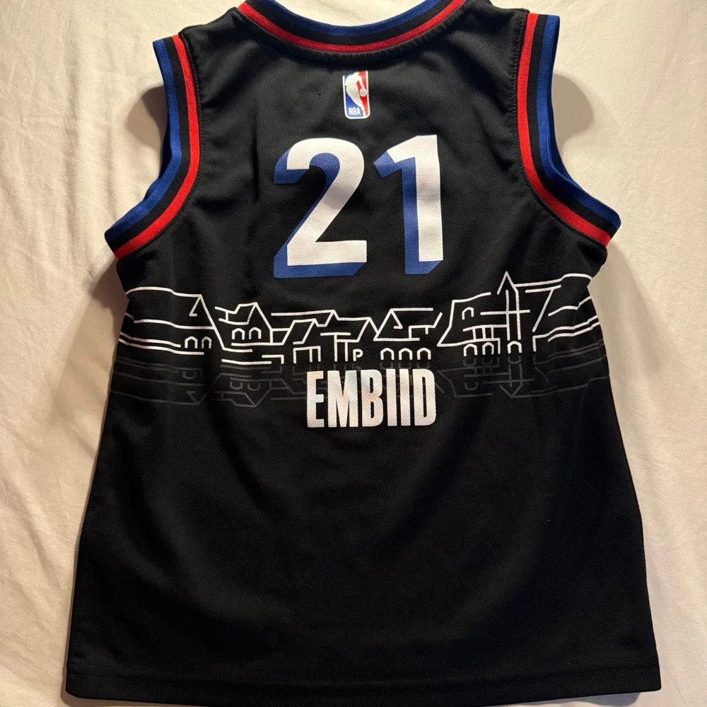Nike Philadelphia 76ers Joel Embiid 21 City Edition Jersey Youth Large Black